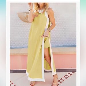 Amazon set Sleeveless Lime Green Maxi tunic/dress size xs